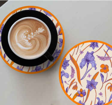 Flor de azafrán púrpura y naranja más posavasos - TenVinilo