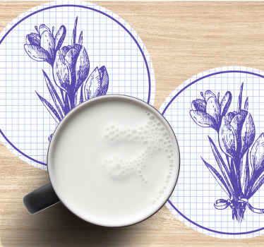 Söpö piirustus krookus kukka lisää lasinaluset - Tenstickers