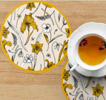 Vita och gula krokusblommor fler glasunderlägg - Tenstickers