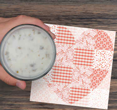 Patchwork červené a bílé srdce vintagepodtácek - TenStickers