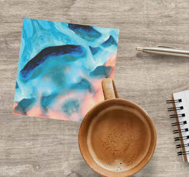 Blue marble paper texture coaster - TenStickers