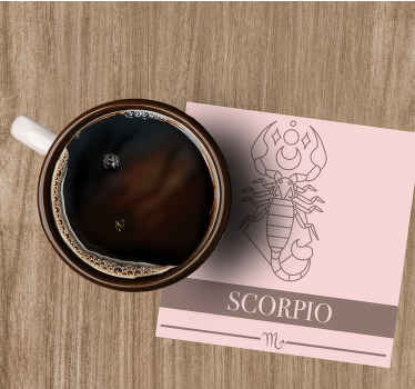 Posavasos moderno Escorpio tarjeta rosa signo del zodíaco - TenVinilo