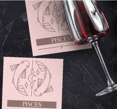 물고기 자리 핑크 카드 조디악 로그인 현대 코스터 - TenStickers