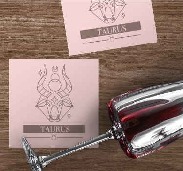 Taurus pink card zodiac sign modern coaster - TenStickers