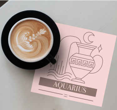 Vattumannen rosa kort zodiaken modern glasunderlägg - Tenstickers