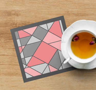 Pink and gray triangle wall art pattern coaster - TenStickers