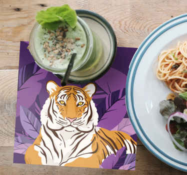 Animais da selva tigre curiosos bebem base para copos - TenStickers