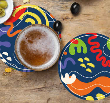 Vita linjer färgglada abstrakt stil glasunderlägg - Tenstickers