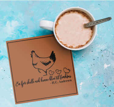 Hc andersen fjer og høns citat coastere - TenStickers