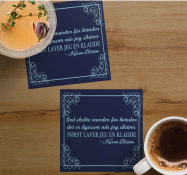 Karen blixen citat manden var en udkast til coasters - TenStickers