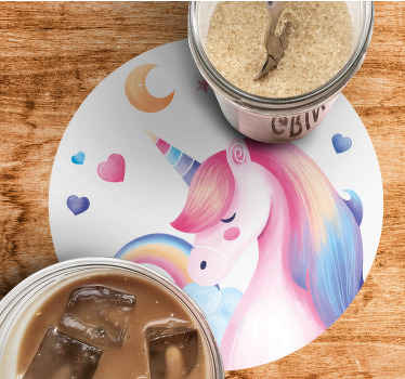 Unicornio arcoiris más posavasos - TenVinilo