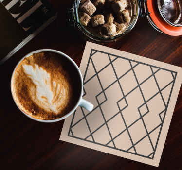 Geometriska beige diamantmönster fler glasunderlägg - Tenstickers