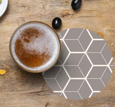 Grått og hvitt sekskantmønster flere glassbrikke - Tenstickers