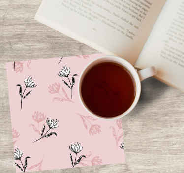 Hvide liljer på pink baggrund moderne coaster - TenStickers