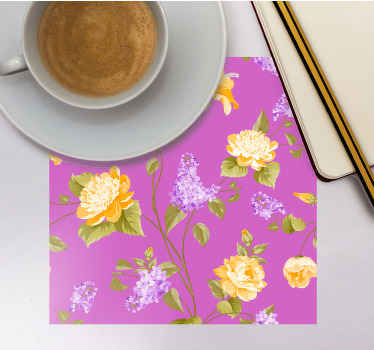 Untersetzer mit floralem druck gelbe rosen - TenStickers