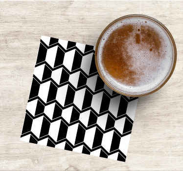 Cosmopolitan-style Black white hexagons coaster - TenStickers