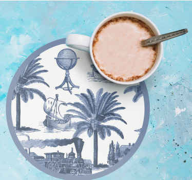 Francouzský vintage vzor v modrém tácku - TenStickers