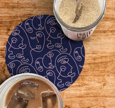 Abstraktné modré kreslené ženy viac tácky - Tenstickers