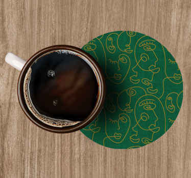 Soyut yeşil çizilmiş kadınlar daha fazla bardak altlığı - TenStickers