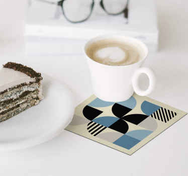 Untersetzer modern Blaues Bauhaus Muster - TenStickers