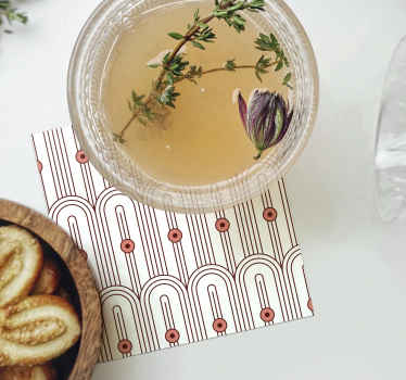 Dessous de verre Art Déco motif rouge et blanc - TenStickers