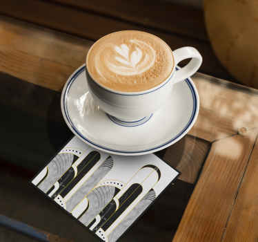 Dessous de verre Art Déco motif gris et noir - TenStickers