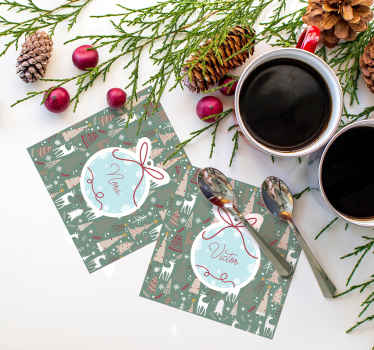 Untersetzer Weihnachten Waldmuster Weihnachten - TenStickers