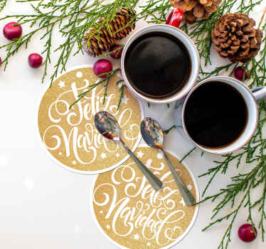 Posavasos Feliz Navidad efecto dorado - TenVinilo