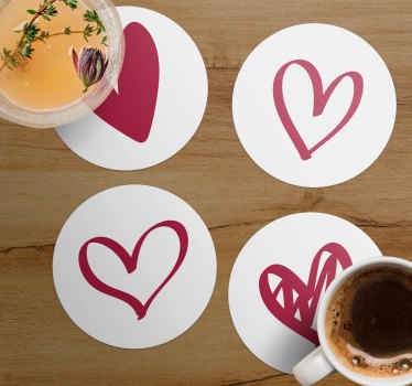 Different hearts wedding coaster favors - TenStickers