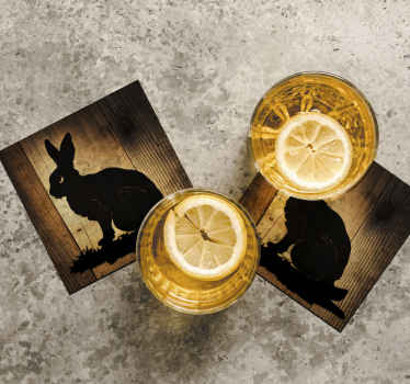 Houten Konijn Onderzetters met texturen - TenStickers