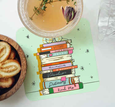 Cute books stacked coasters - TenStickers