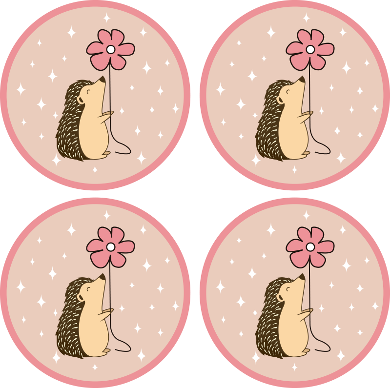 Porcupine And Daisy Drink Coaster Tenstickers