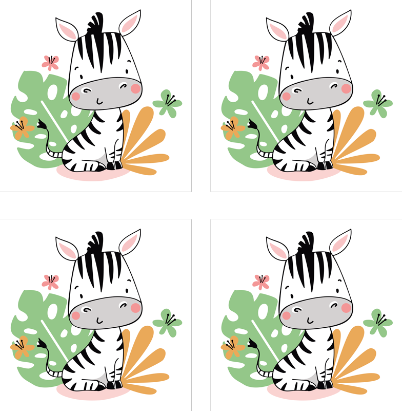 Autocolantes decorativos personalizáveis Linda zebra para criança -  TenStickers