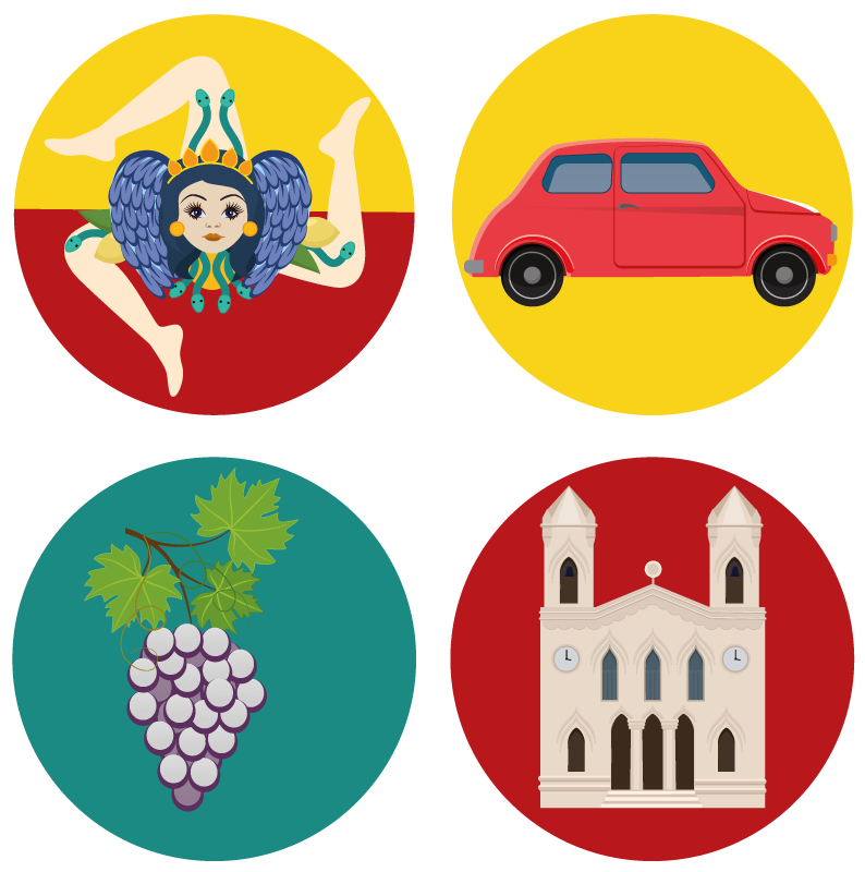シチリア色のアイコンより多くのコースター Tenstickers