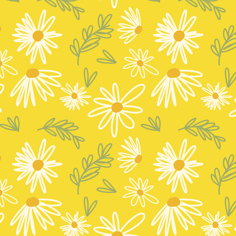 Yellow daisies flower pattern modern drink coaster - TenStickers