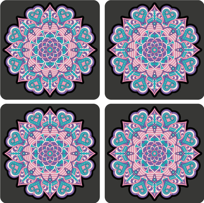 Mandala Untersetzer rosa Set von 6 Stück