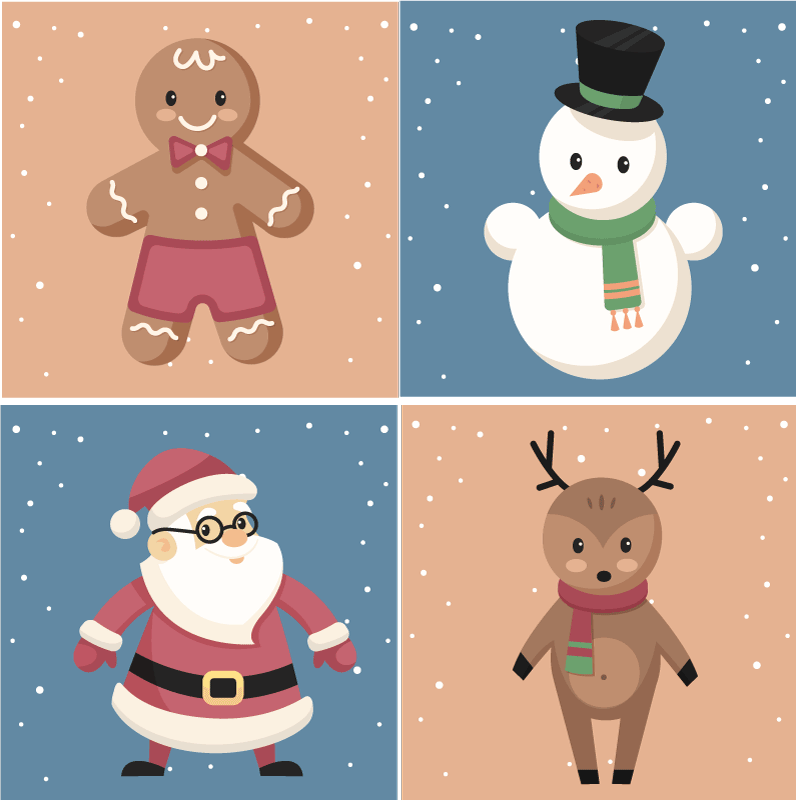 Holiday characters xmas coasters - TenStickers