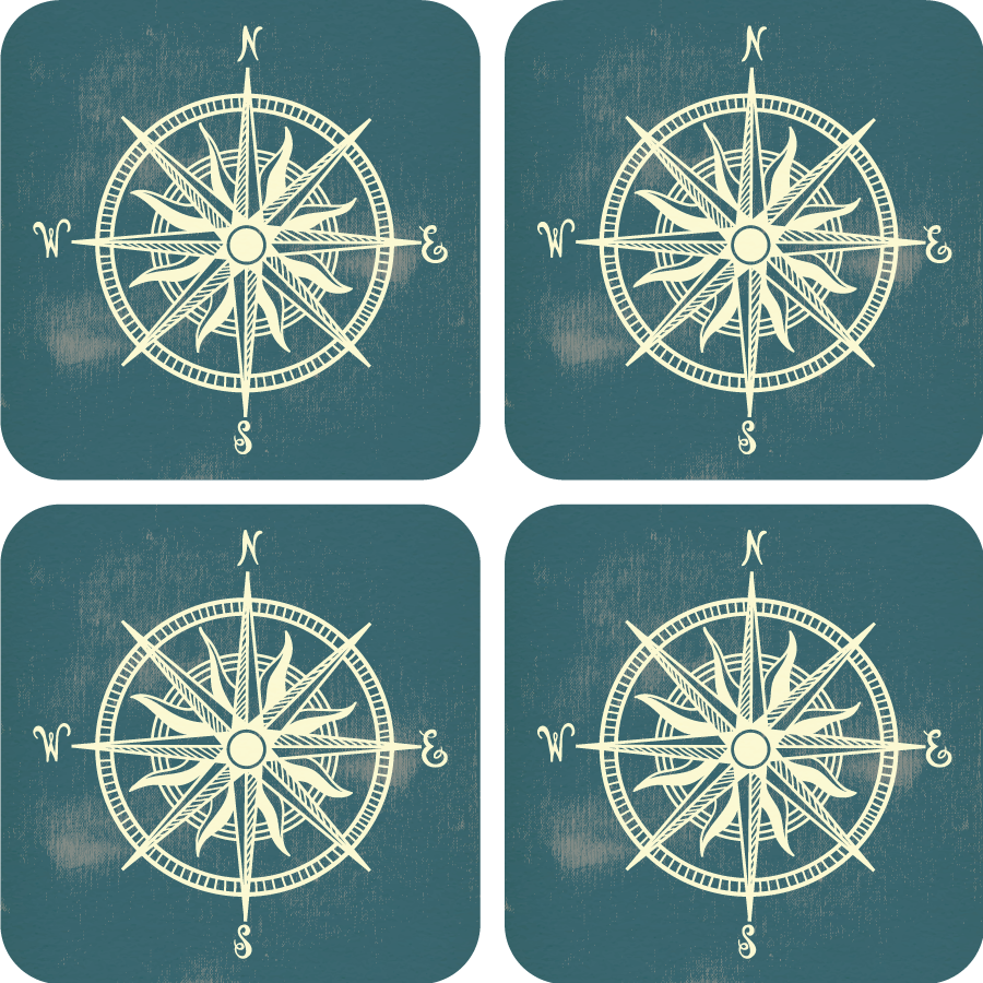 long Napier Onmogelijk Kompas op wereldkaart retro onderzetters - TenStickers