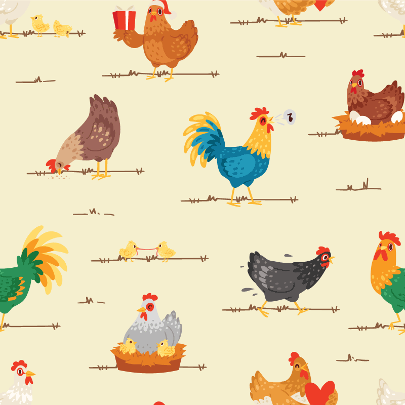 Chicken cartoon characters pattern modern drink coaster - TenStickers