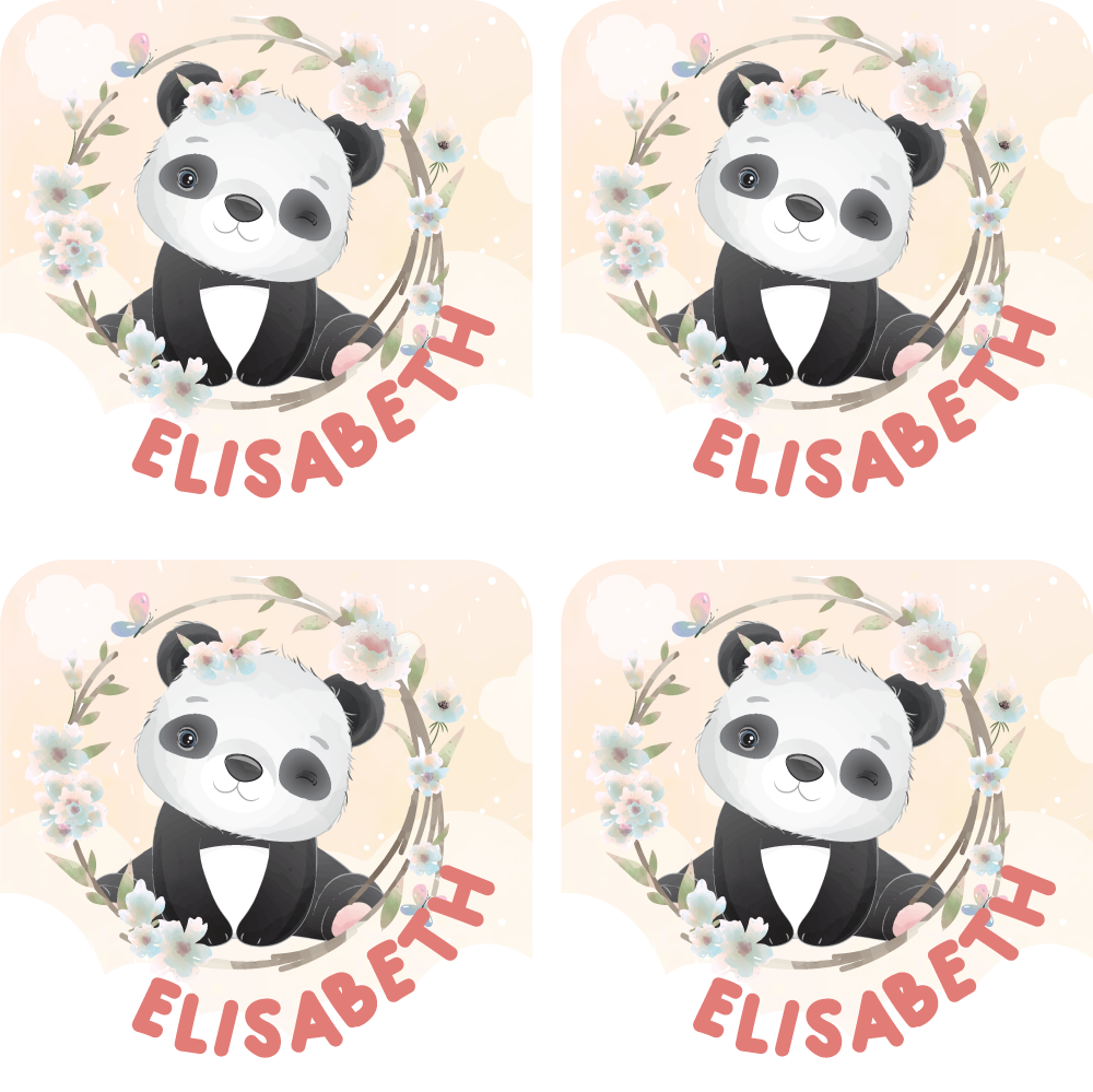 Personalised Cute Panda Bear Girls Kids Children's Table Placemat & Coaster 
