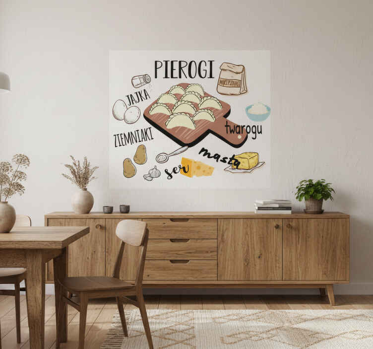 Plakat do kuchni pierogi ruskie w smaku i kolorze - TenStickers