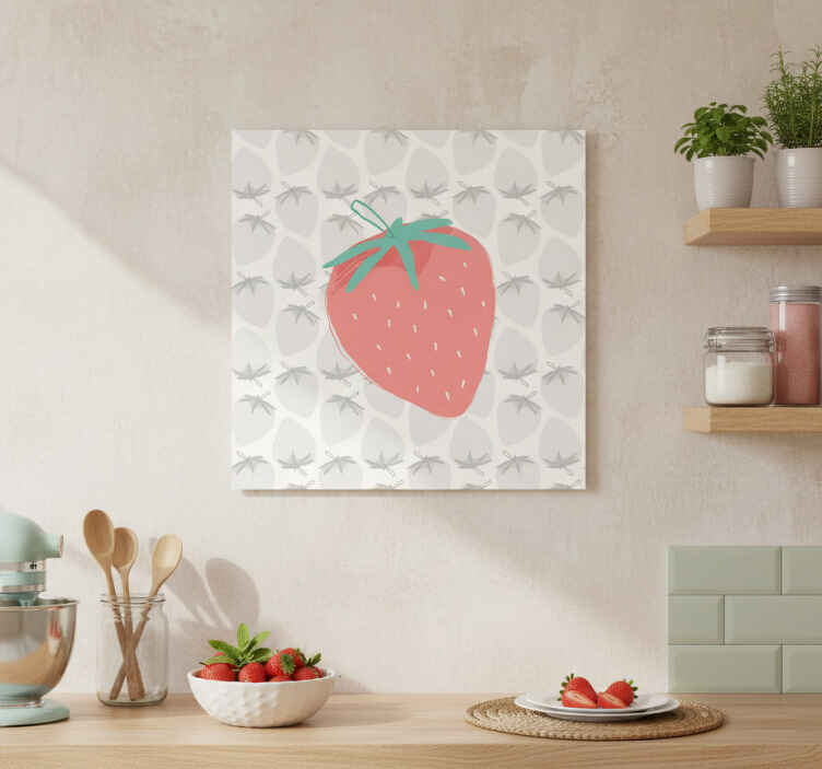 Kitchen poster seamless strawberry pattern pastel - TenStickers