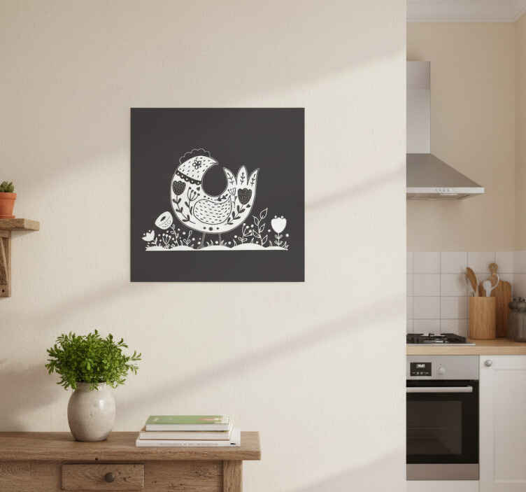 Proud chickens with polish flower pattern kitchen poster - TenStickers