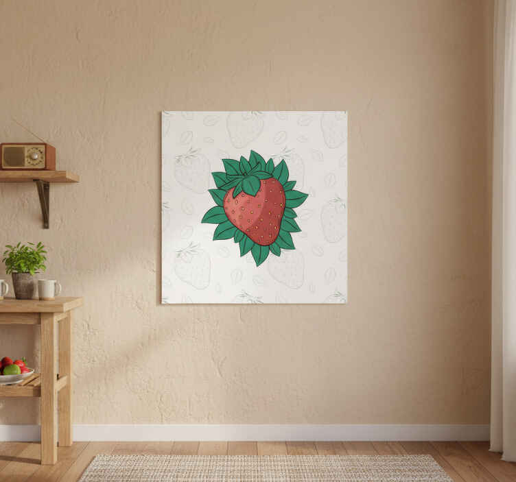 Kitchen poster bright juicy strawberries green leaves - TenStickers
