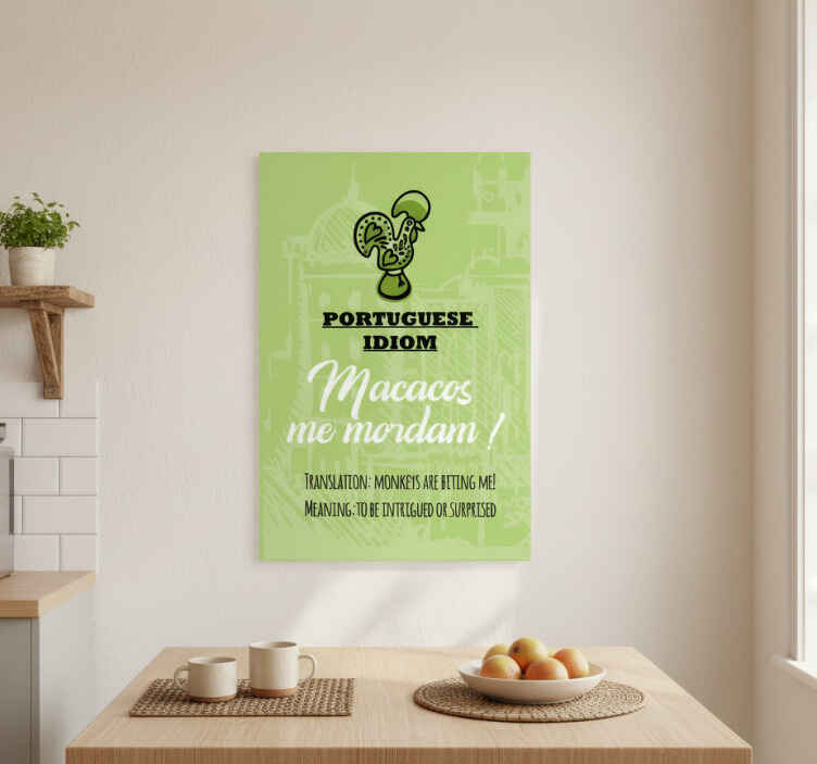 Poster cozinha tradução de ditado português surpreso - TenStickers