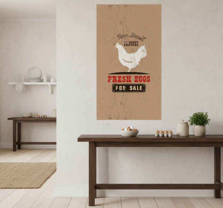 Kitchen poster fresh white chicken eggs - TenStickers