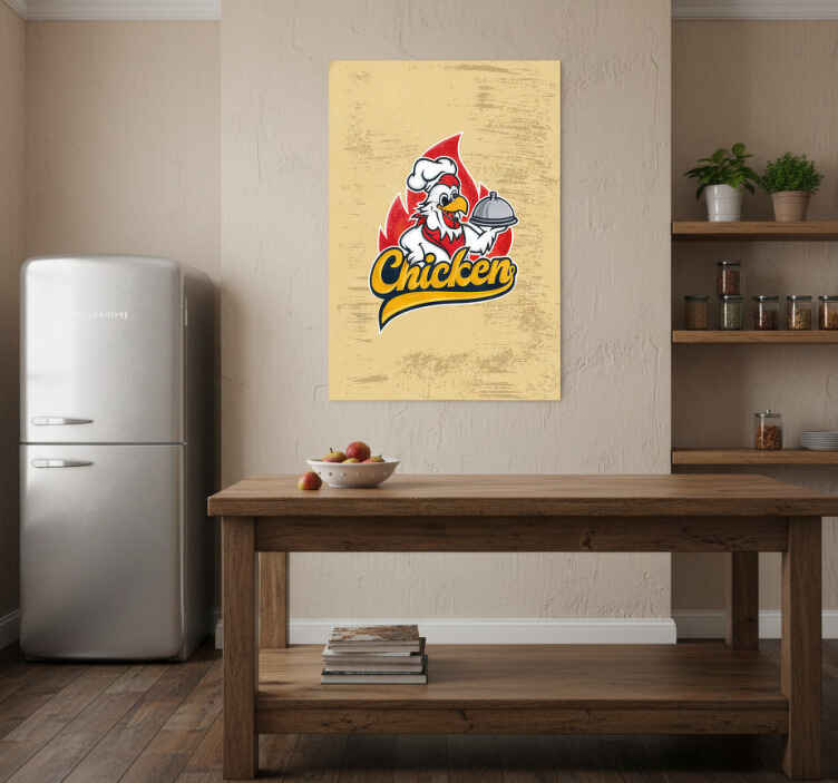 Vintage chicken chef kitchen poster - TenStickers