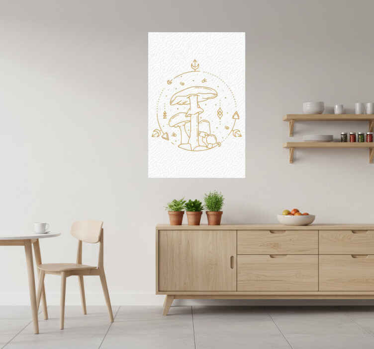 Kitchen poster geometric mushroom line art - TenStickers