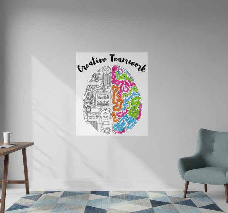 Poster büro kreatives teamwork gehirn - TenStickers