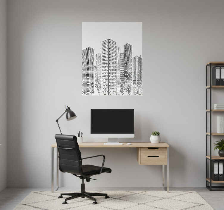 Poster büro stadtansicht skyline - TenStickers